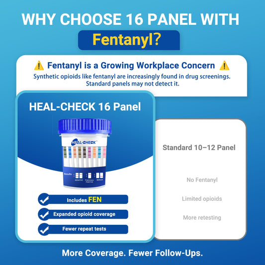 HEAL-CHECK 16-panel test panel with multi-drug coverage.