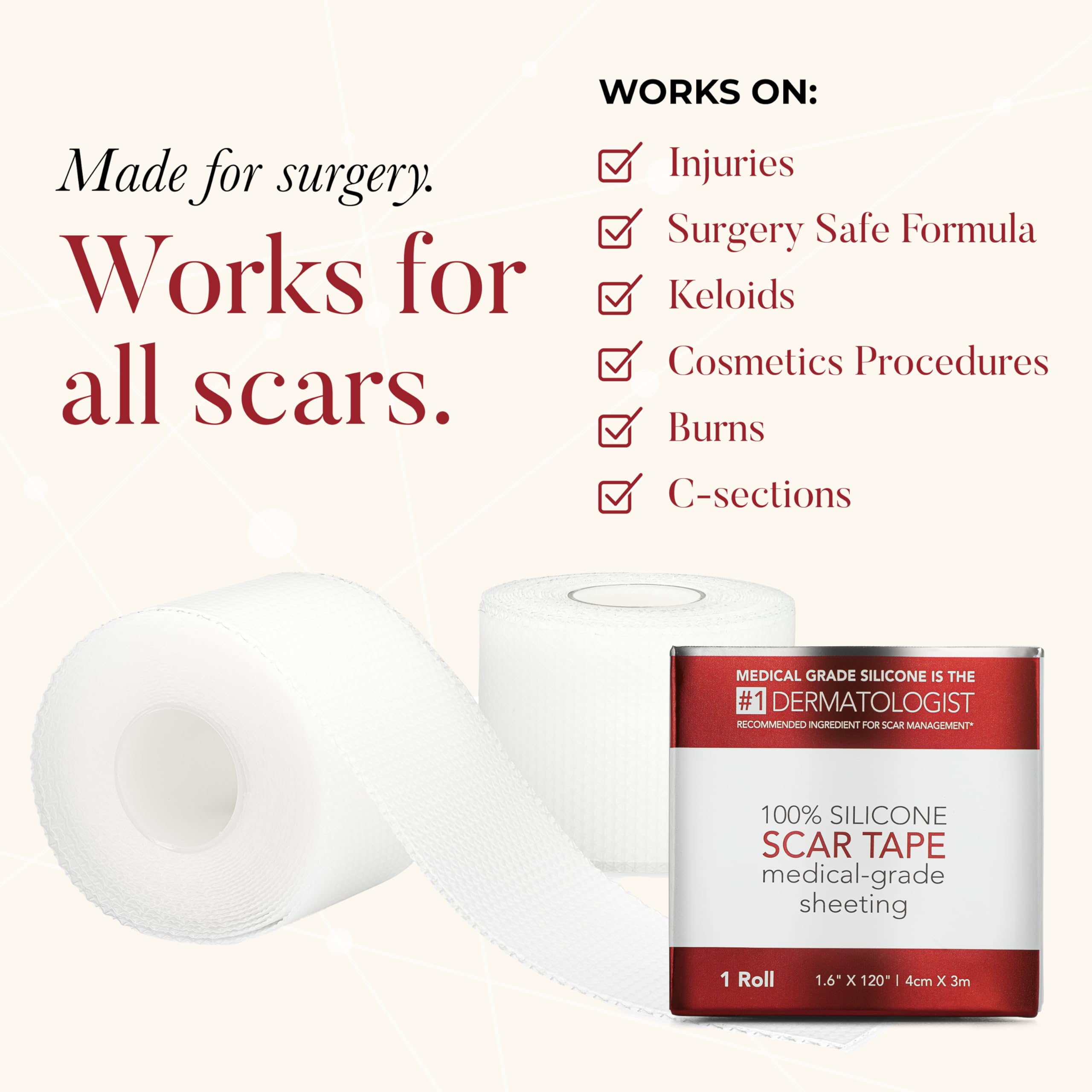 HealFast silicone scar sheets used in post-surgery care setup for scar management