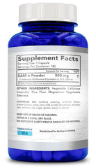 Healing Awakening SAM-e 500mg ingredients label underscores purity and US-made quality.