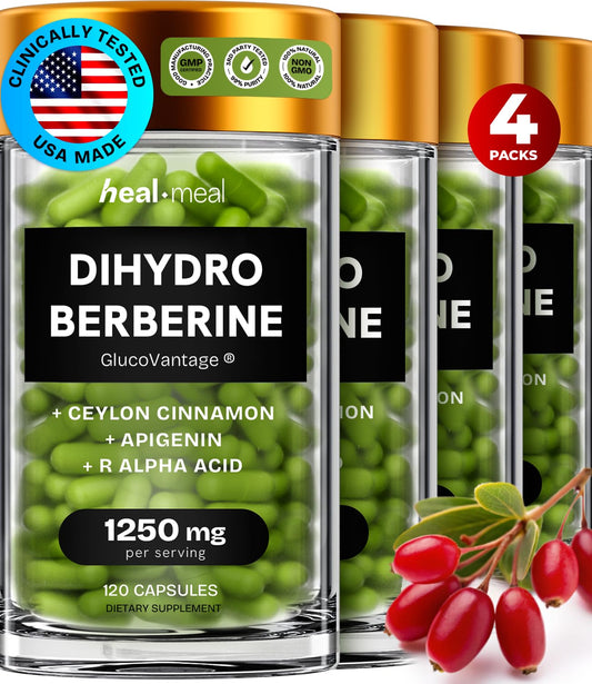 HealMeal Dihydroberberine bottle cap highlights easy-dose packaging