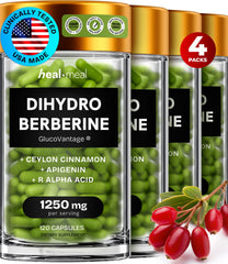HealMeal Dihydroberberine bottle cap highlights easy-dose packaging