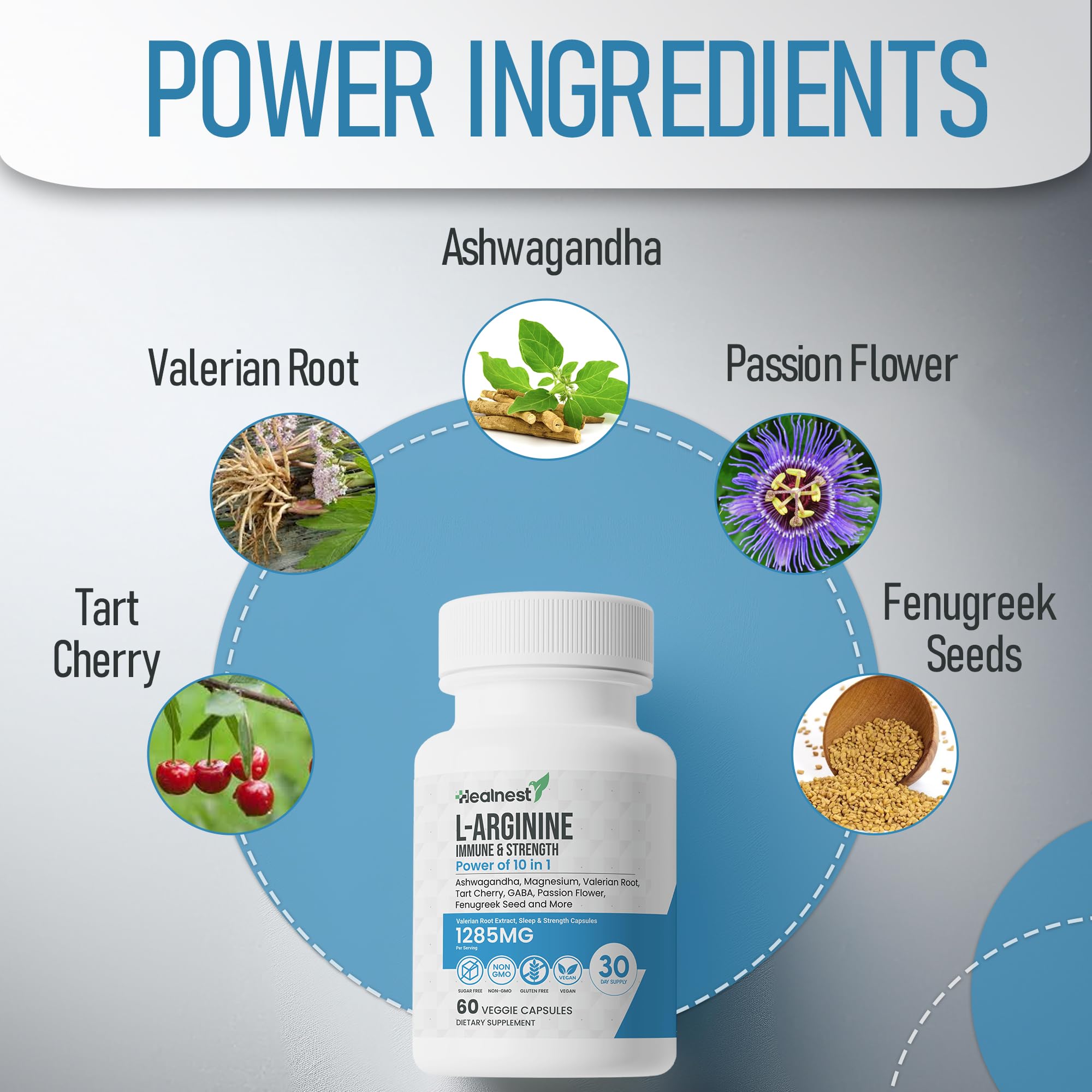 HEALNEST L-Arginine Capsules capsules close-up highlighting energy support