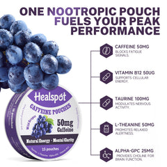 Healspot citrus flavor caffeine pouch pack provides clean energy for study sessions