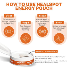 Healspot caffeine pouches ingredients close-up emphasize balanced nootropic blend