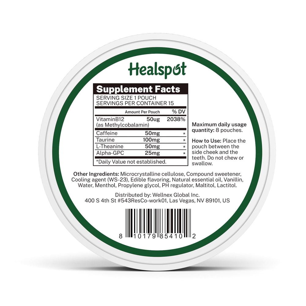 Healspot caffeine pouches on desk demonstrate quick energy before focused work