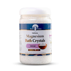 Health and Wisdom magnesium bath crystals, Dead Sea sourced, promote soothing full-body relief after workouts.