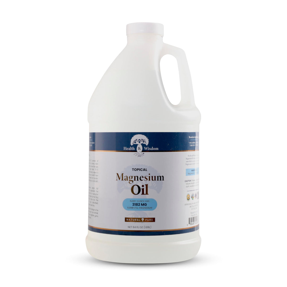 Health & Wisdom Pure Magnesium Oil bottle for easy topical use and absorption.