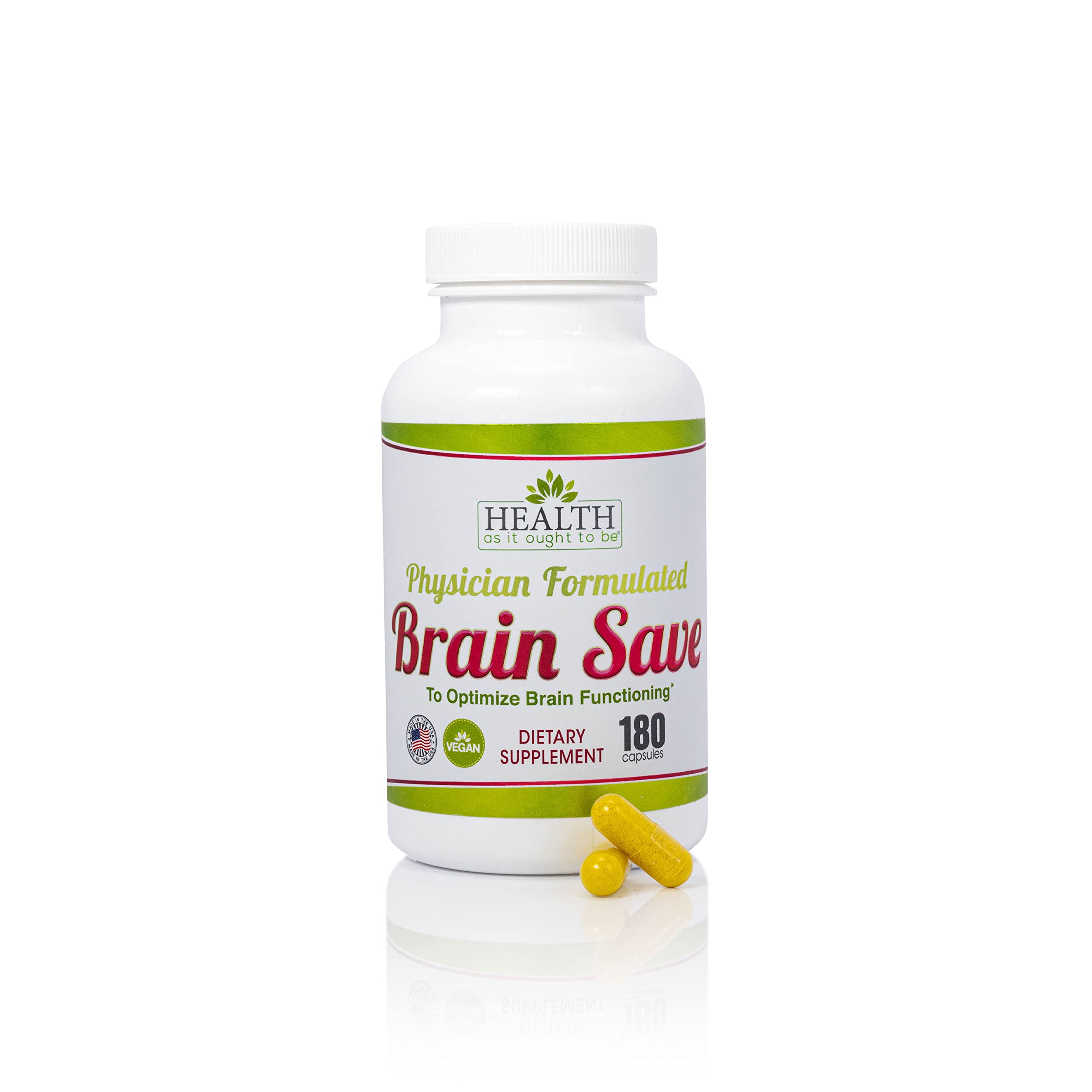Health As It Ought To Be Brain Save bottle on shelf supports brain health