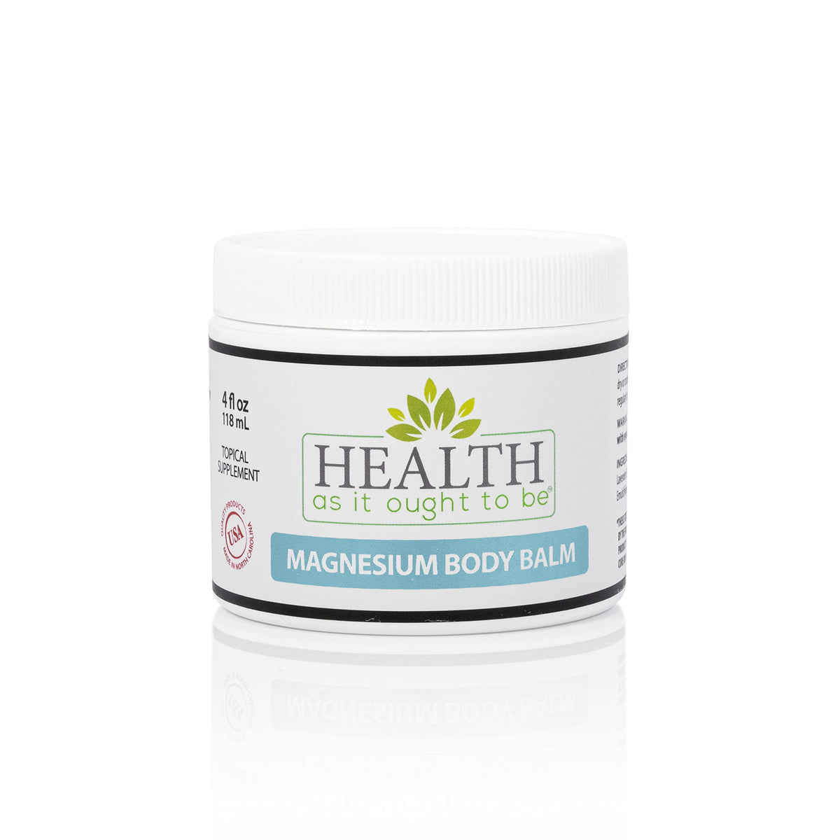 Health As It Ought To Be magnesium body balm packshot highlights soothing muscle relief