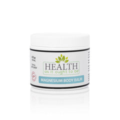 Health As It Ought To Be magnesium body balm packshot highlights soothing muscle relief