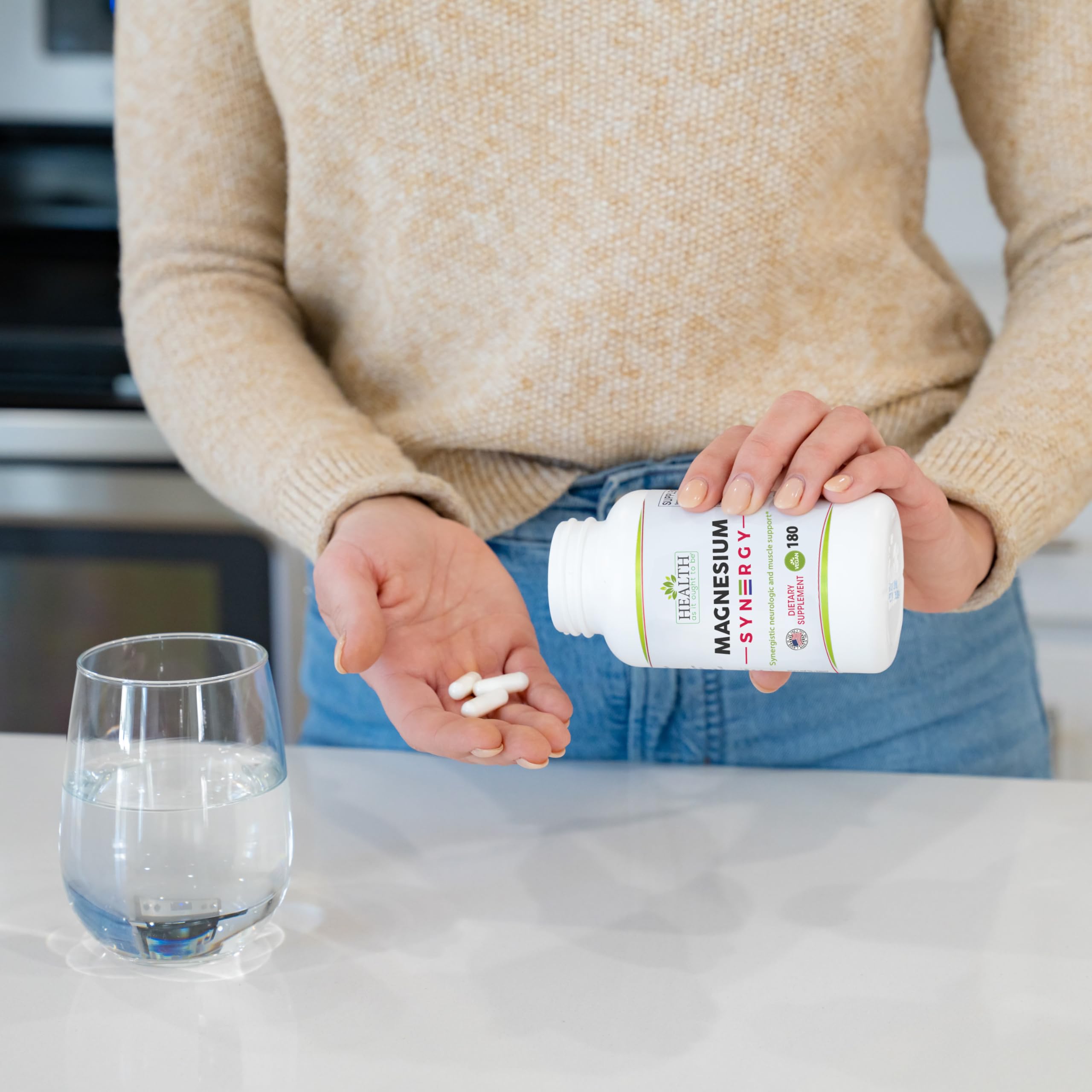 Health As It Ought To Be Magnesium Syn3rgy three-forms display emphasizes daytime energy and nighttime calm