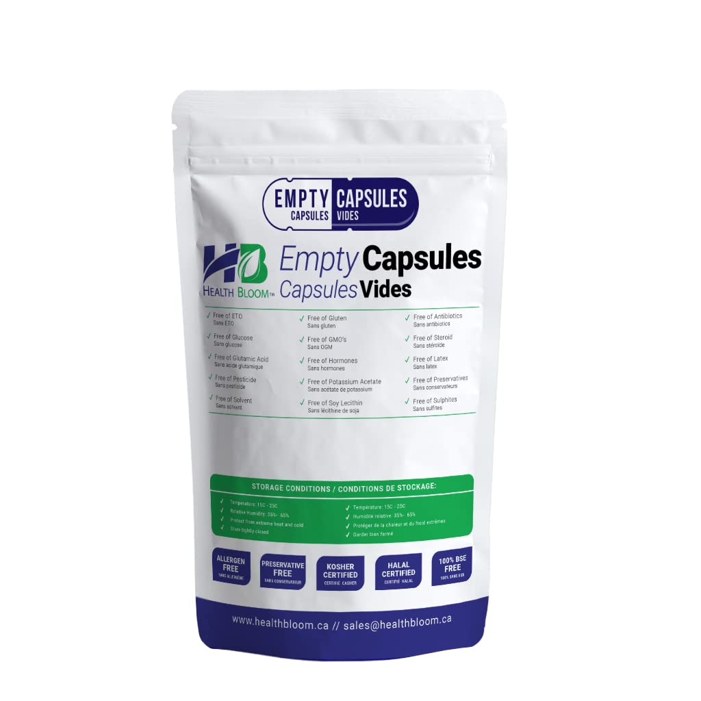 Health Bloom enteric-coated HPMC capsules, close-up view protecting ingredients.