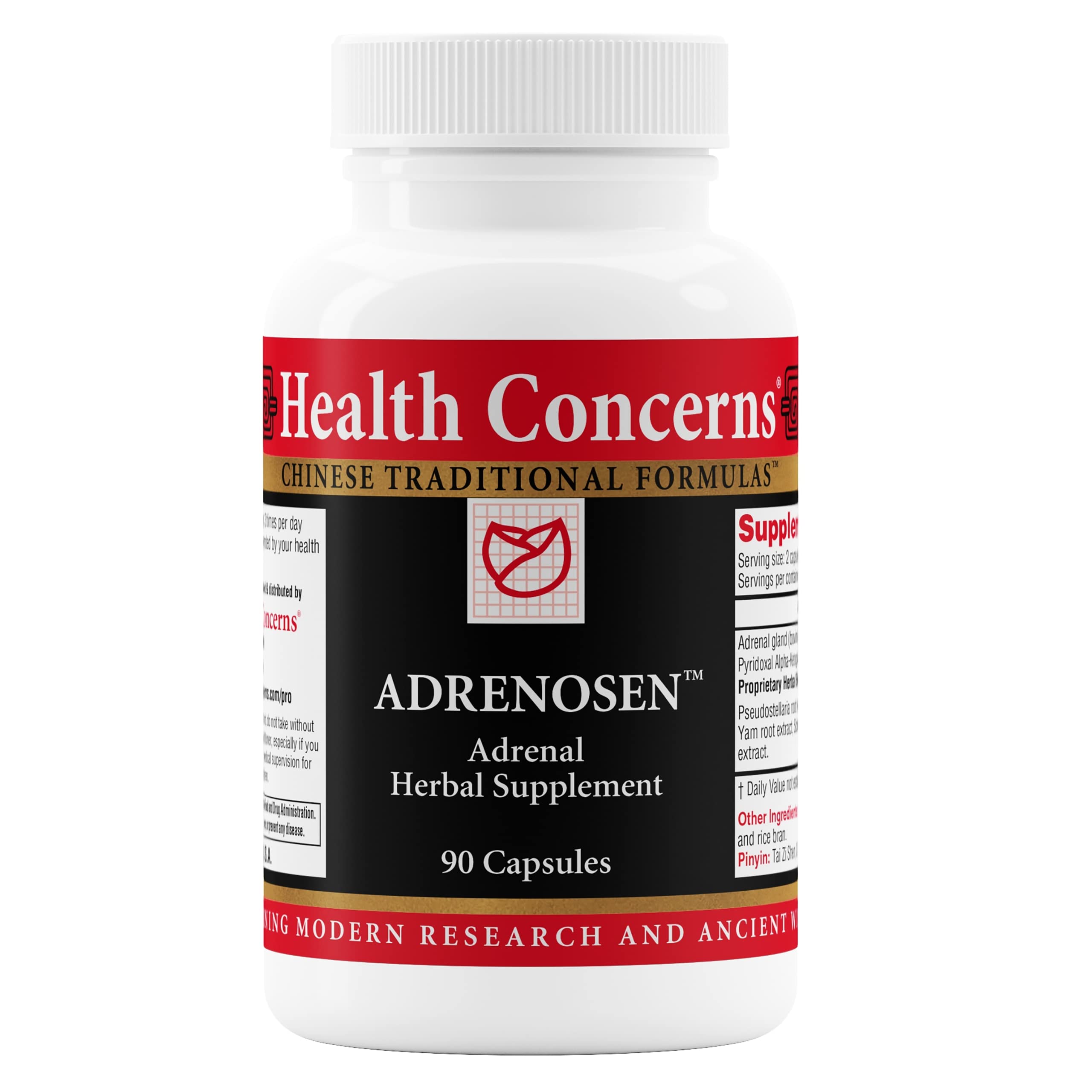 Health Concerns Adrenosen bottle front showing capsules for daily adrenal support