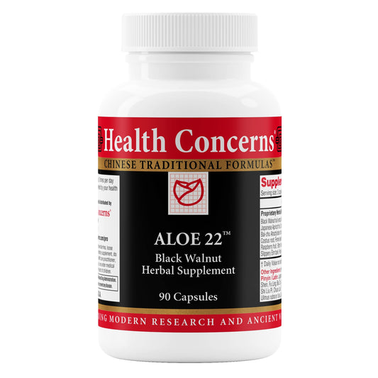 Health Concerns Aloe 22 bottle front showing daily digestive support