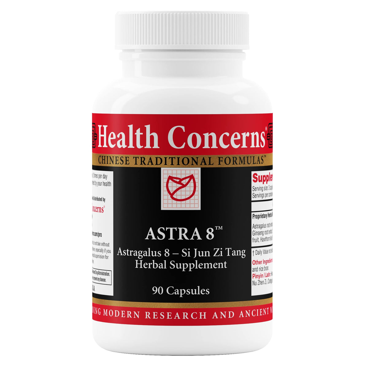 Health Concerns Astra 8 bottle front promotes daily immune support and steady energy
