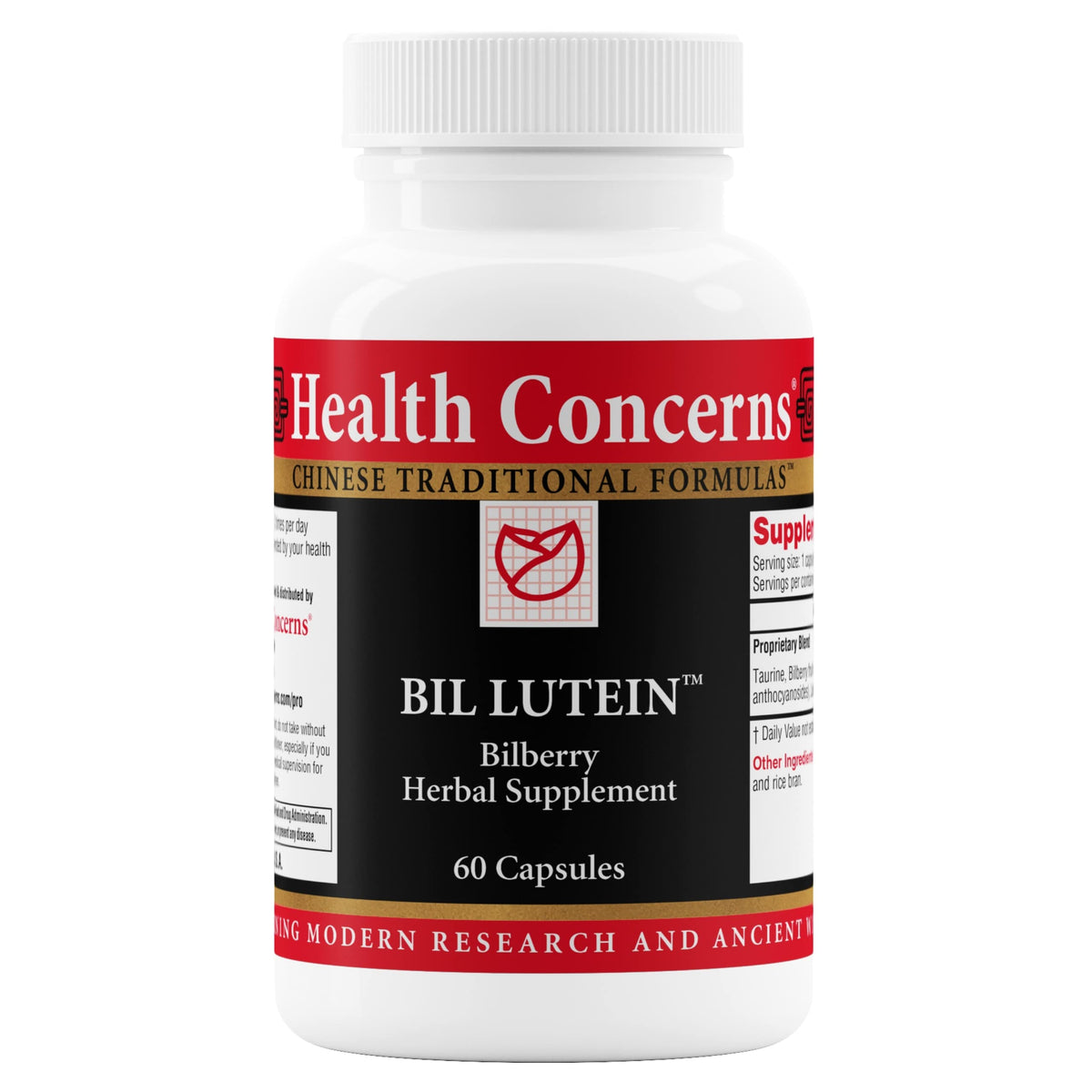 Health Concerns Bil Lutein bottle for daily eye support.