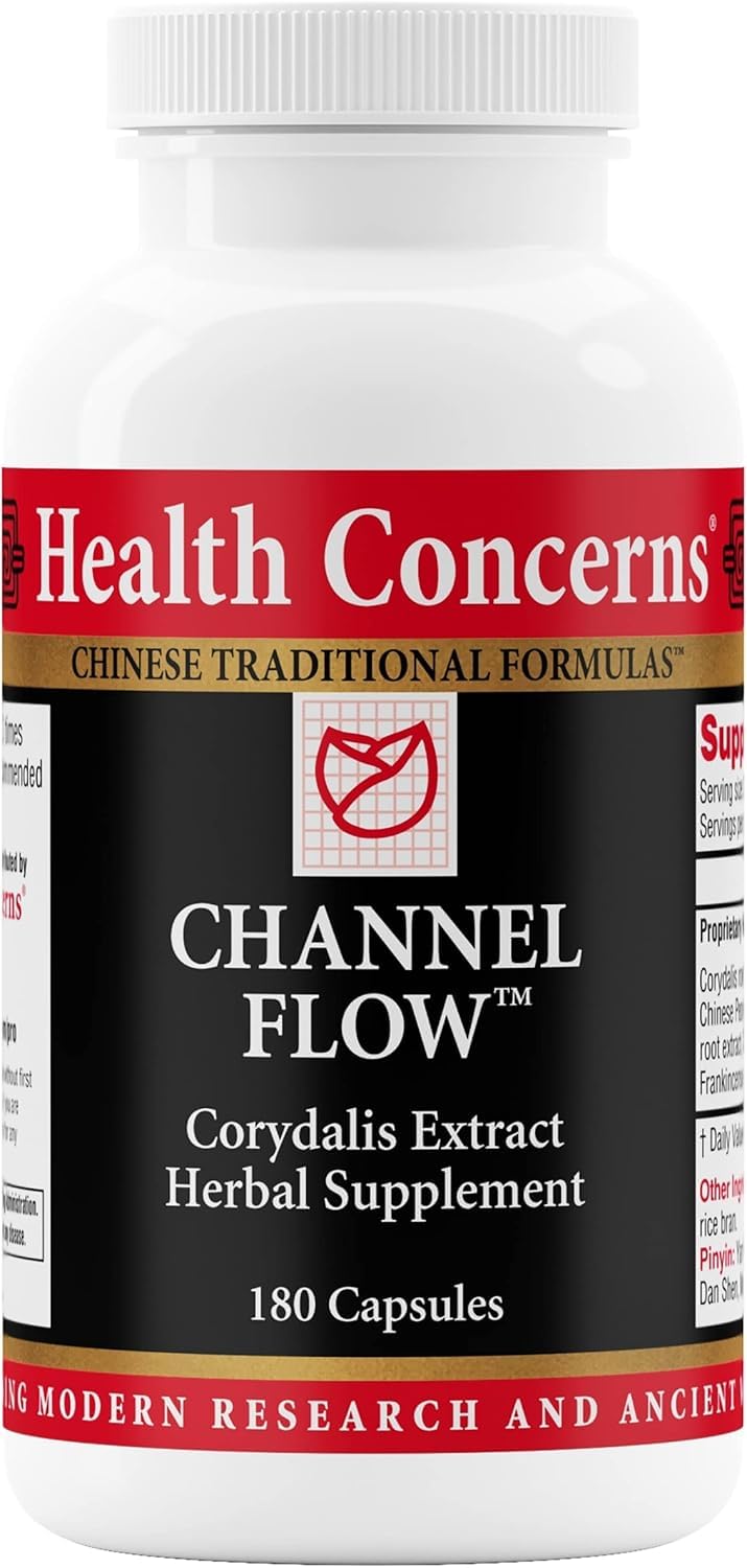 Health Concerns Channel Flow bottle highlighting muscular relaxation for everyday comfortable movement.