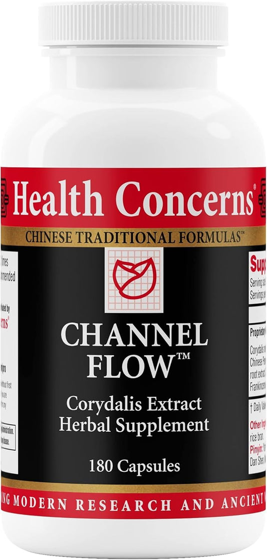 Health Concerns Channel Flow bottle highlighting muscular relaxation for everyday comfortable movement.