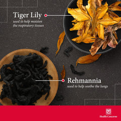 Health Concerns Chinese herbal formula label with traditional lung care.