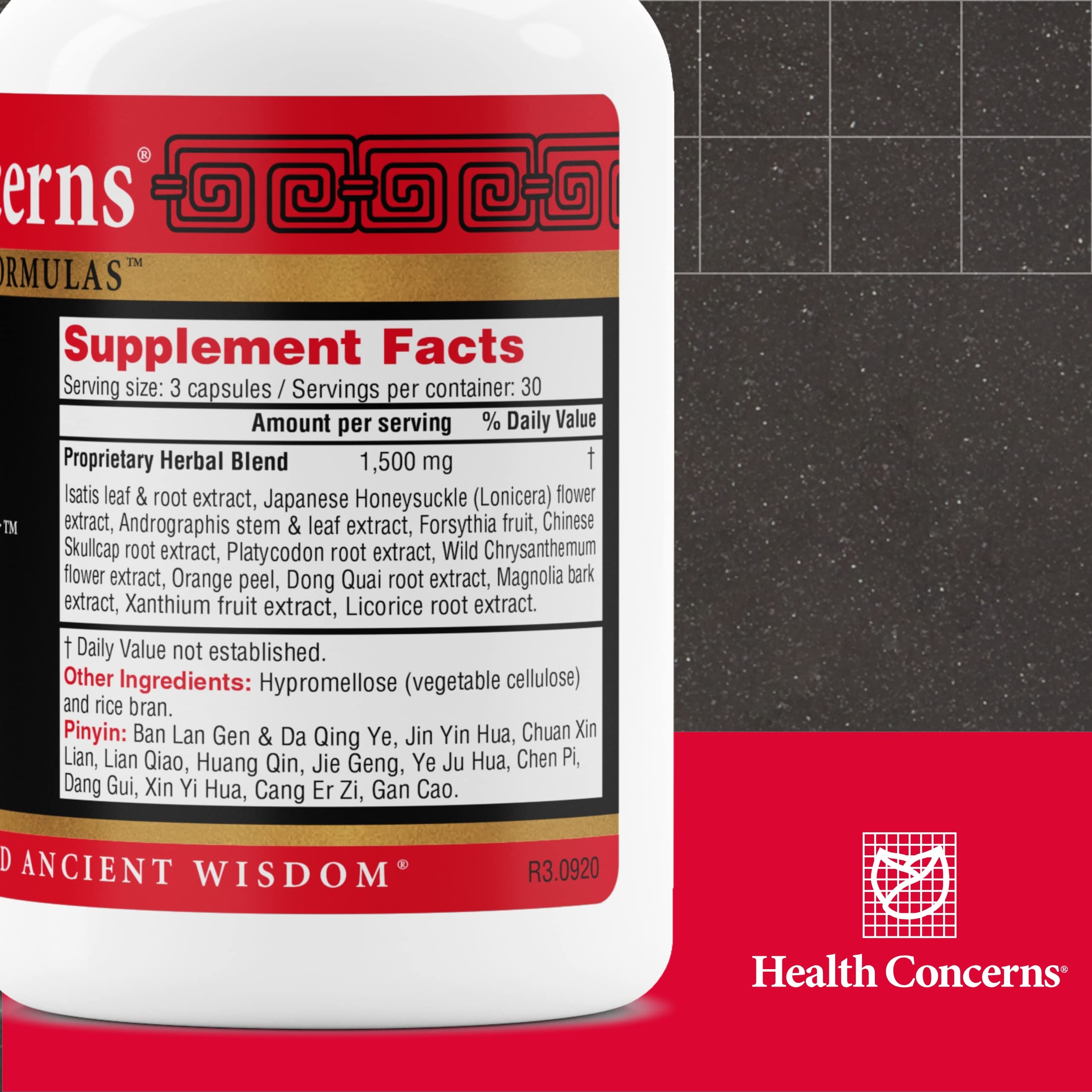 Health Concerns Cold Away capsules packaging shows natural immune support.