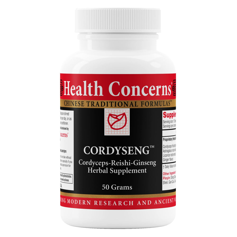 Health Concerns CordySeng Powder package shot for convenient daily immune support.