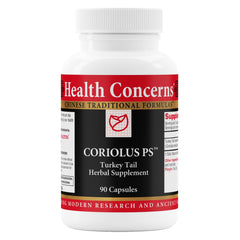 Health Concerns Coriolus PS bottle front displaying label and capsules
