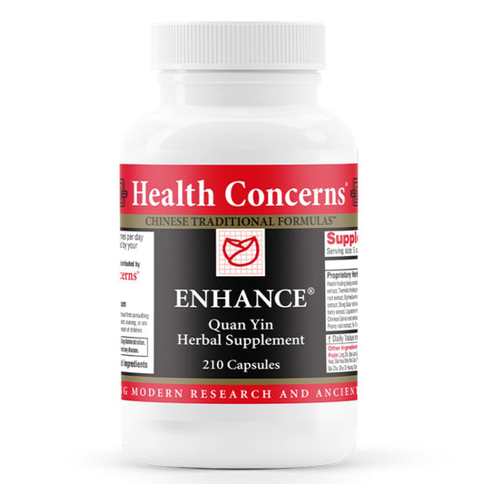 Health Concerns Enhance bottle front shows the herbal immune support blend.