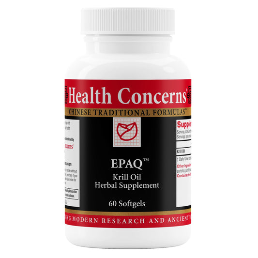 Health Concerns EPAQ bottle label highlighting brain health support for daily use.