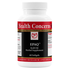 Health Concerns EPAQ bottle label highlighting brain health support for daily use.