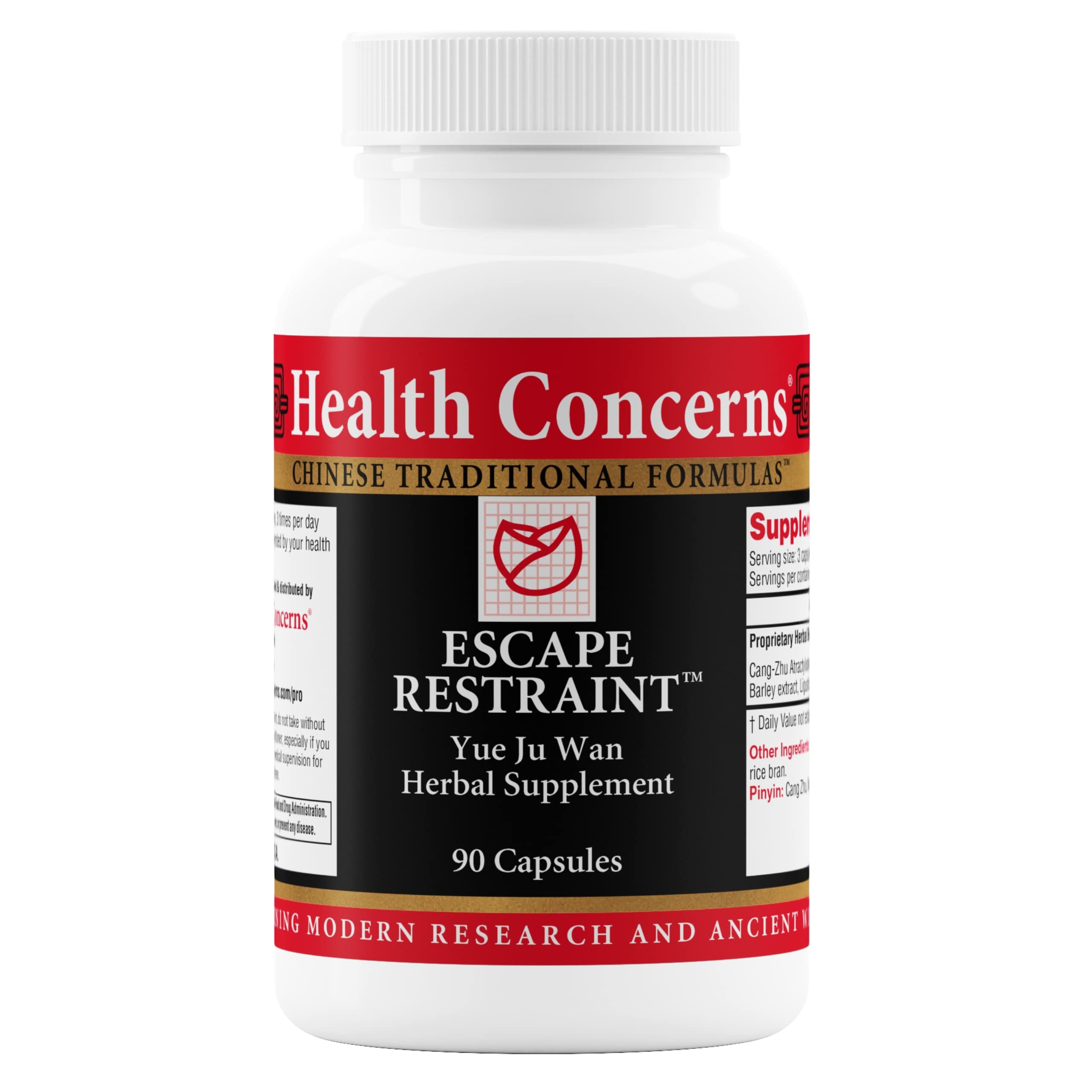 Health Concerns Escape Restraint bottle pour; gentle digestive support for daily balance.