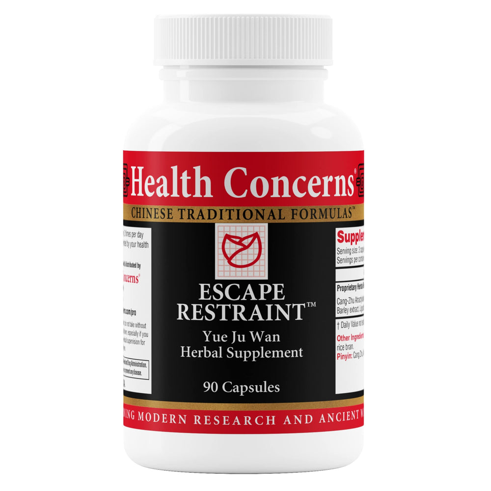 Health Concerns Escape Restraint bottle pour; gentle digestive support for daily balance.