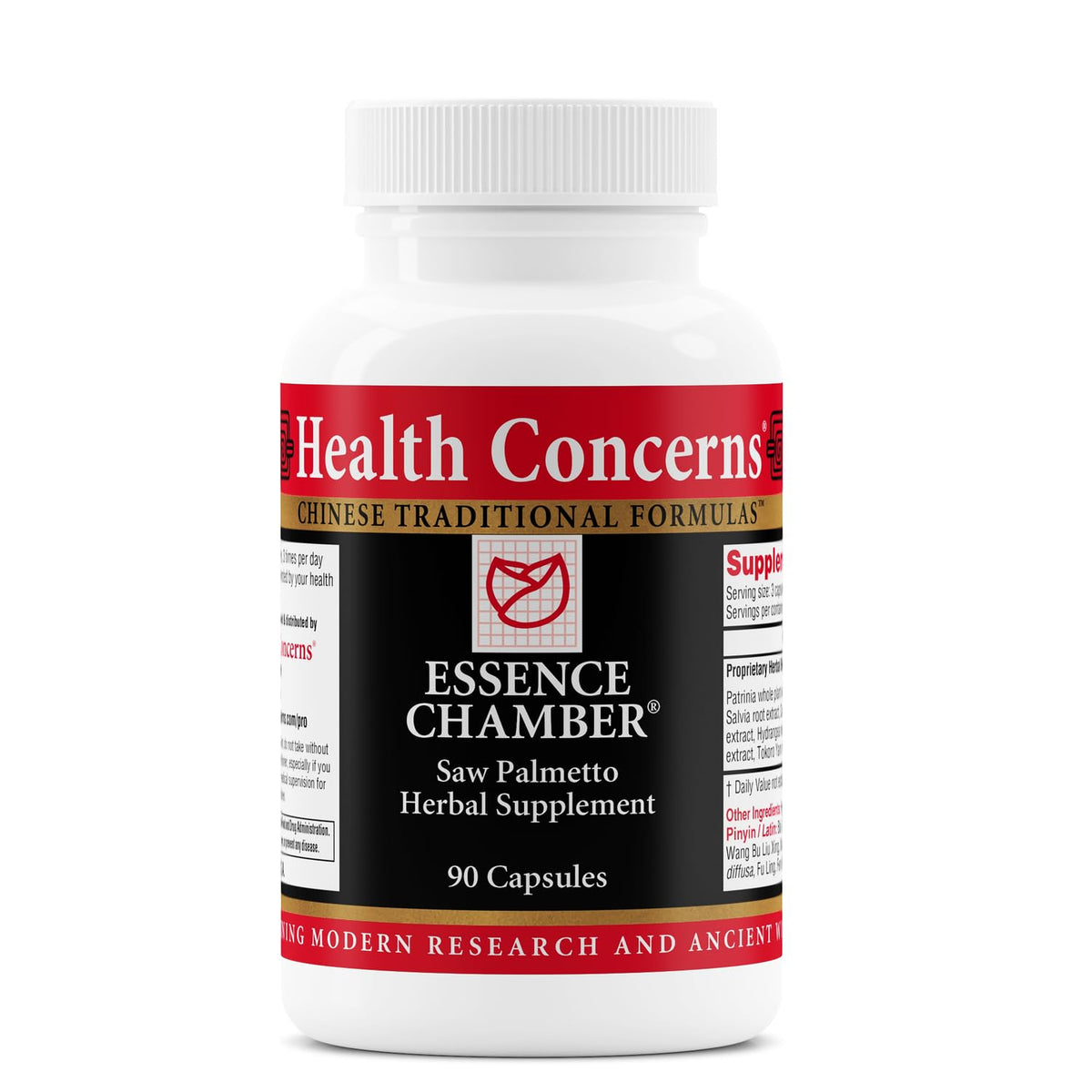 Health Concerns Essence Chamber bottle showing the urinary support formula.