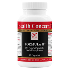 Health Concerns Formula H bottle label highlights a herbal blend for circulatory support.