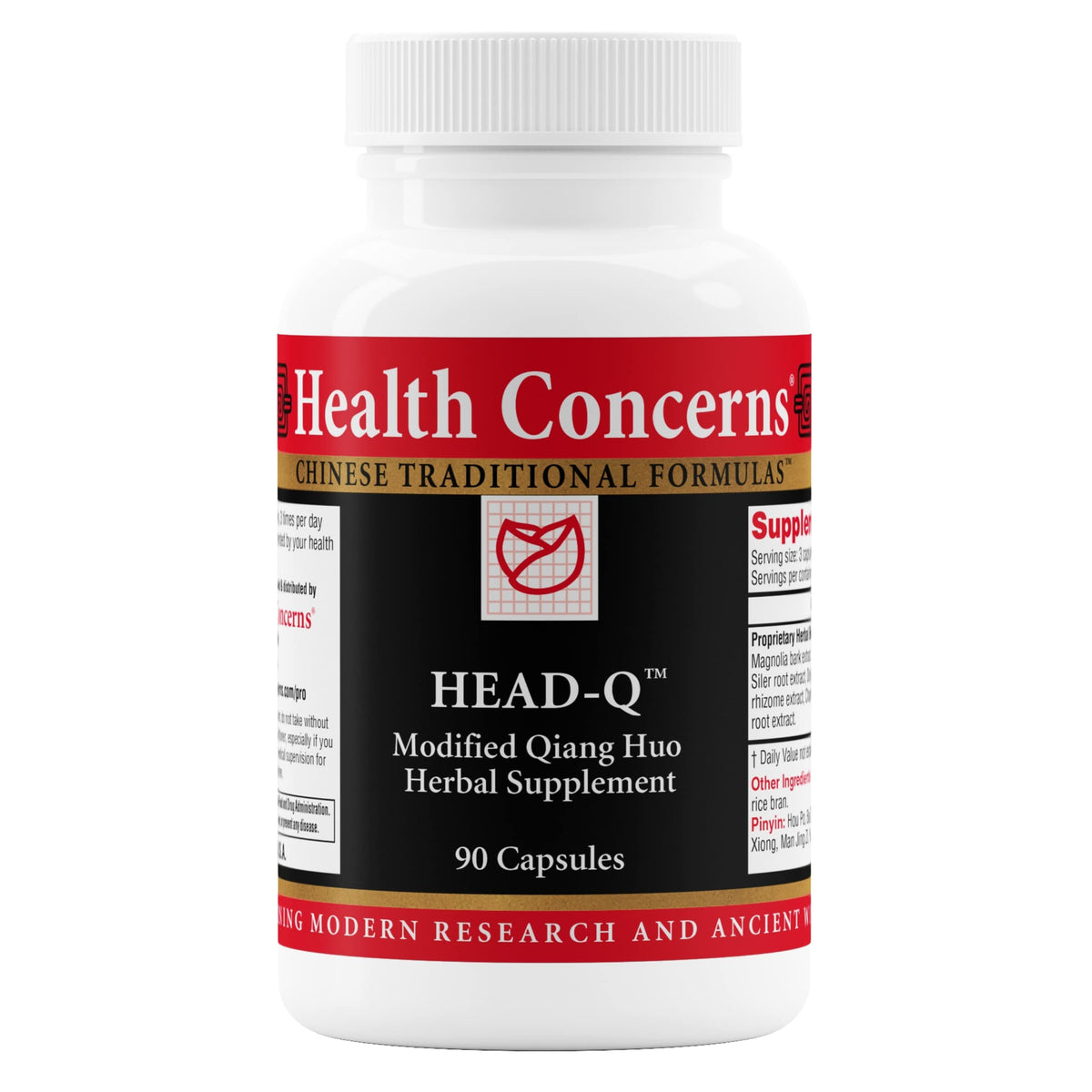 Health Concerns Head-Q bottle label showing traditional formula for sinus and tension support