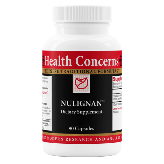 Health Concerns NuLignan bottle front showing the herbal balance formula.