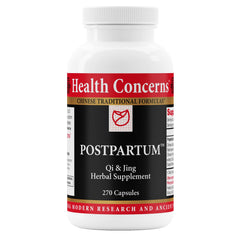 Health Concerns postpartum recovery bottle with capsules supporting postnatal healing