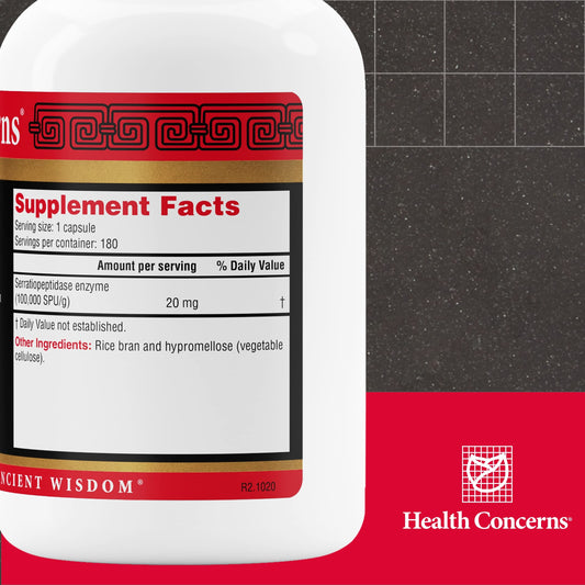 Health Concerns Serramend capsules closeup highlights proteolytic enzyme action