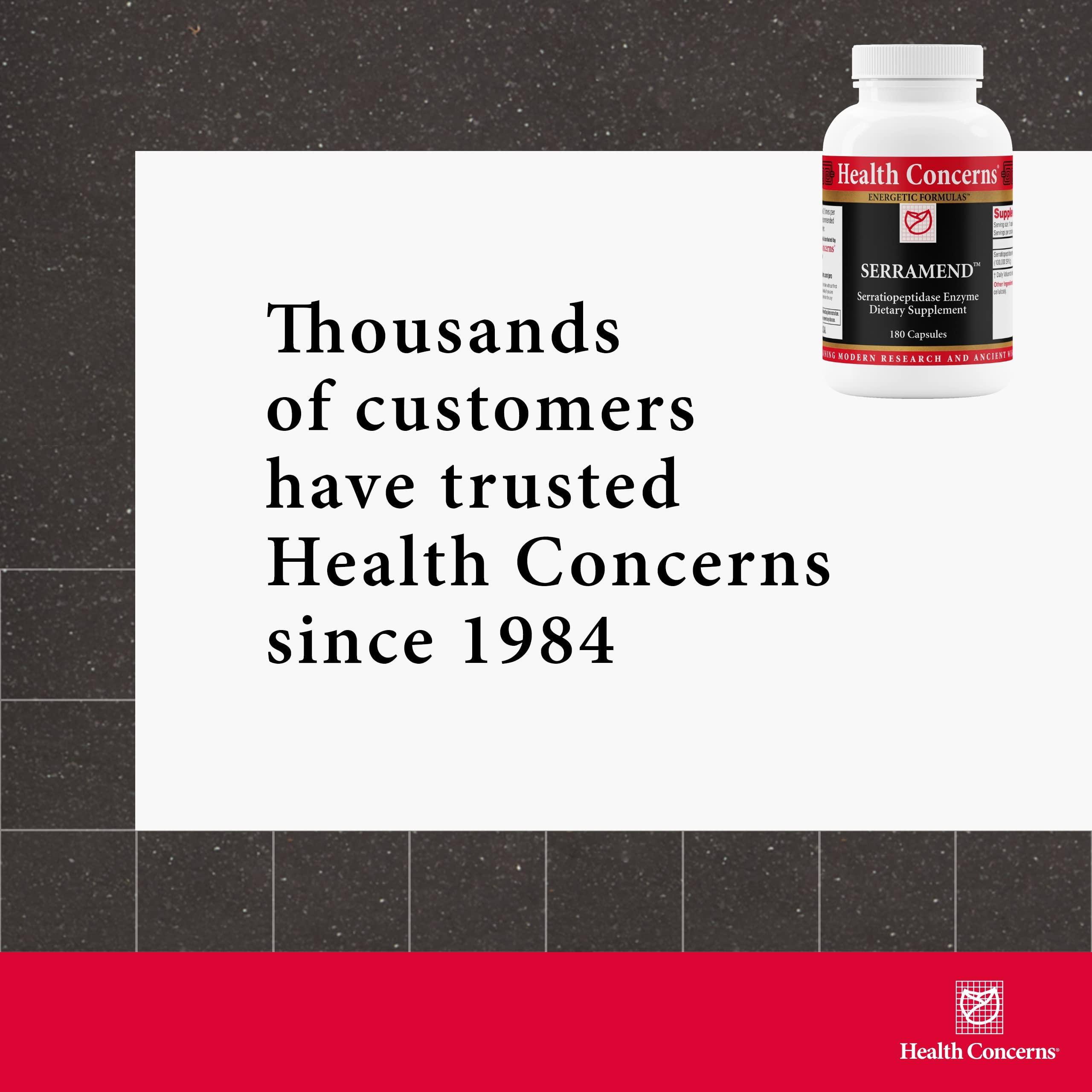 Health Concerns Serramend packaging box with traditional wellness cues