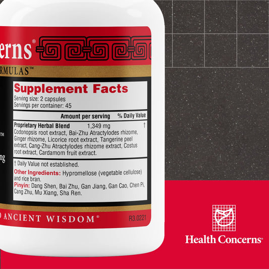Health Concerns Six Gentlemen capsules closeup for daily digestion use