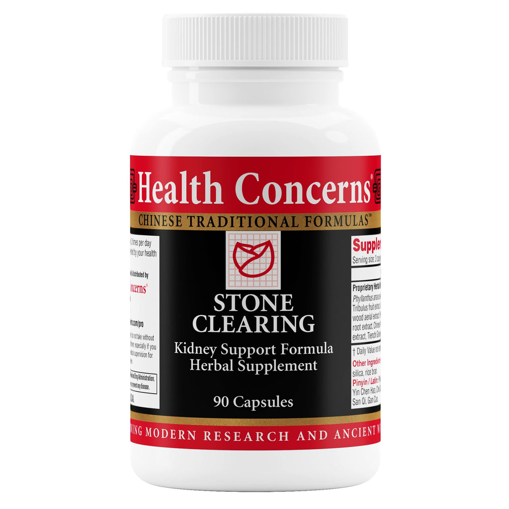 Health Concerns Stone Clearing bottle front showing the herbal blend for urinary support.