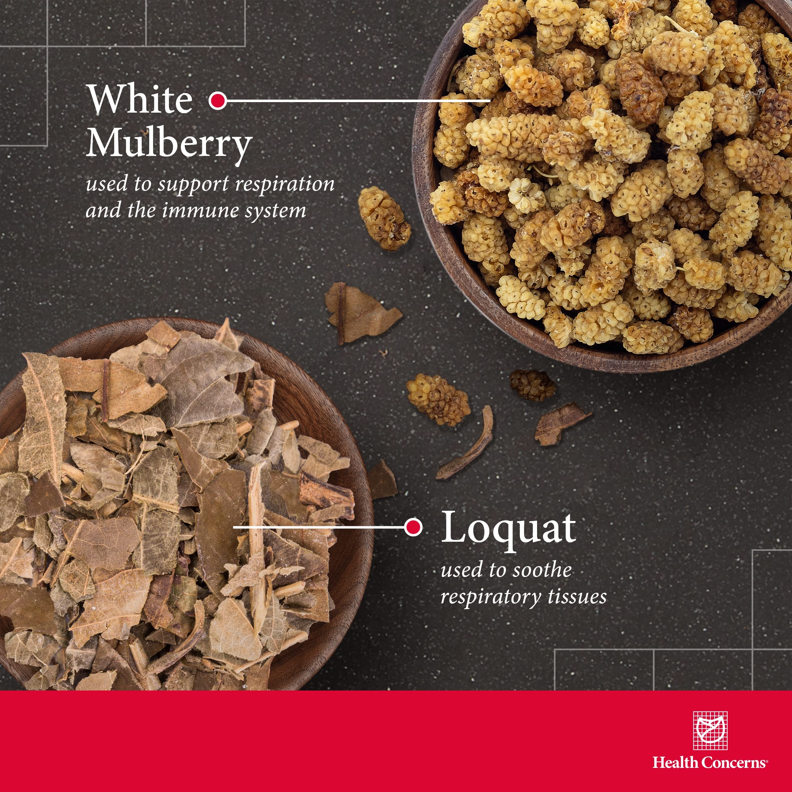 Health Concerns Yin Chao Junior label shows forsythia and mulberry leaf.