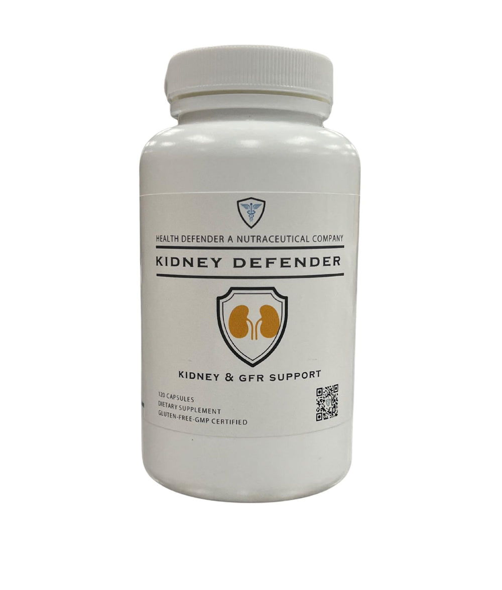 Health Defender Kidney Defender bottle for daily kidney wellness and easy supplementation.