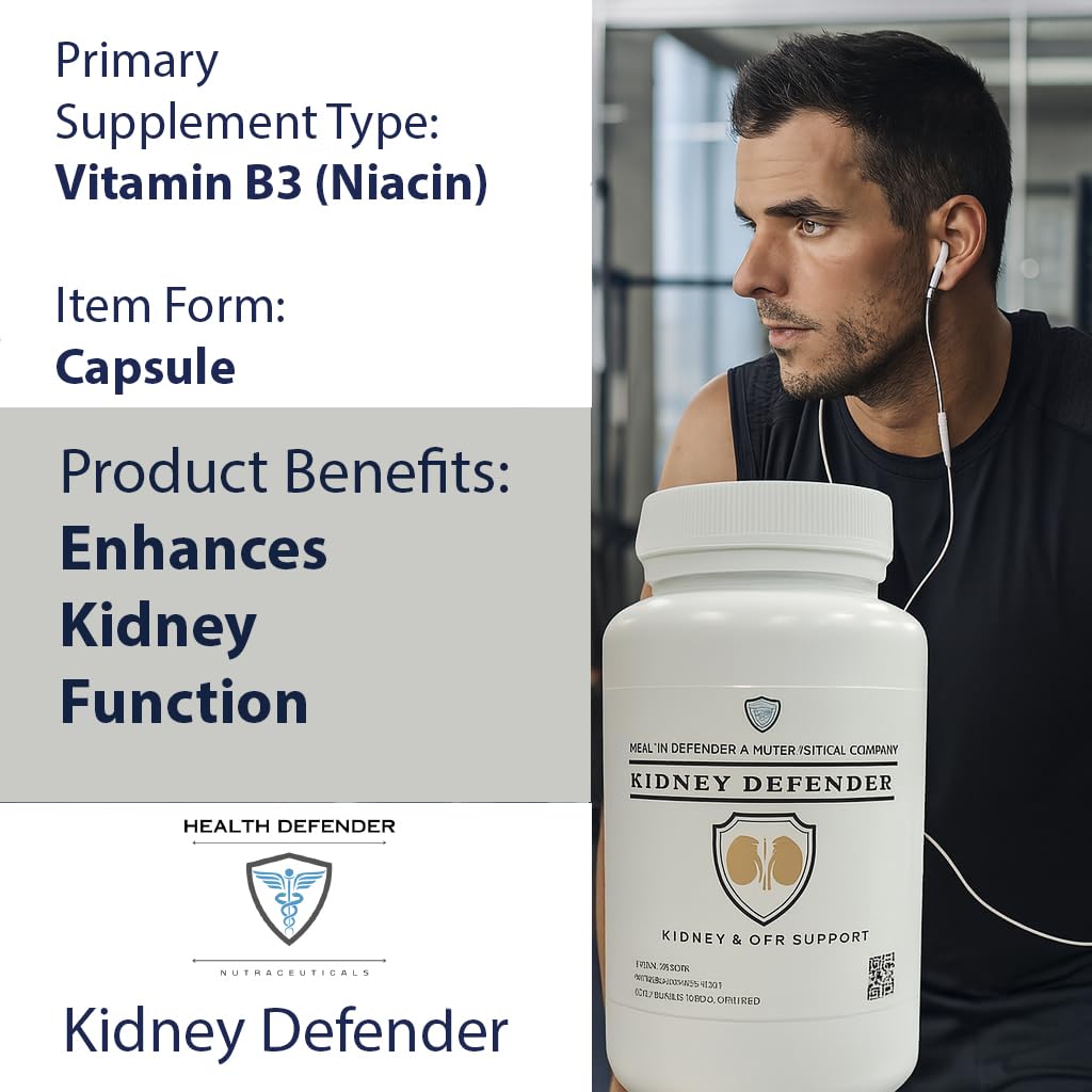 Health Defender Kidney Defender ingredients panel highlighting natural kidney support blend.