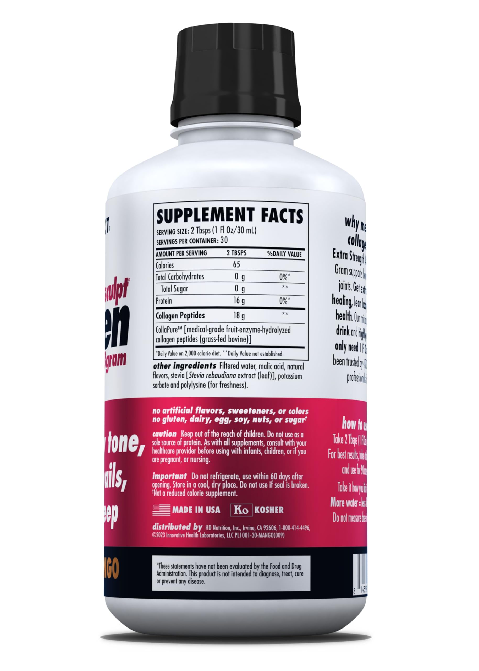 HEALTH DIRECT AminoSculpt 1oz serving pour demonstrates simple dosing and quick absorption.