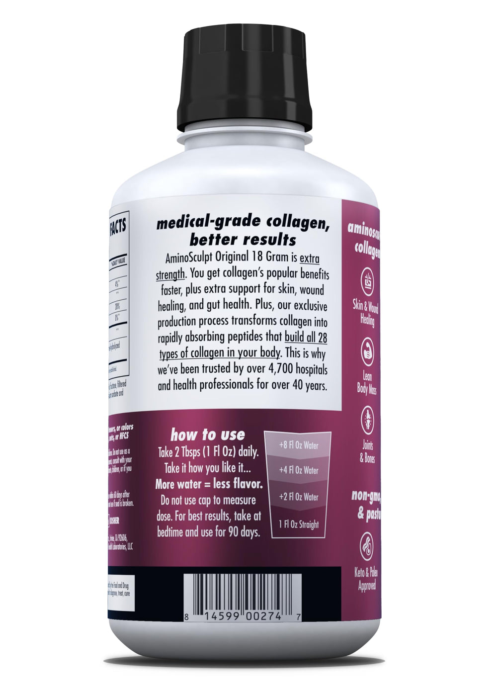 Health Direct AminoSculpt bottle on shelf signifying premium product