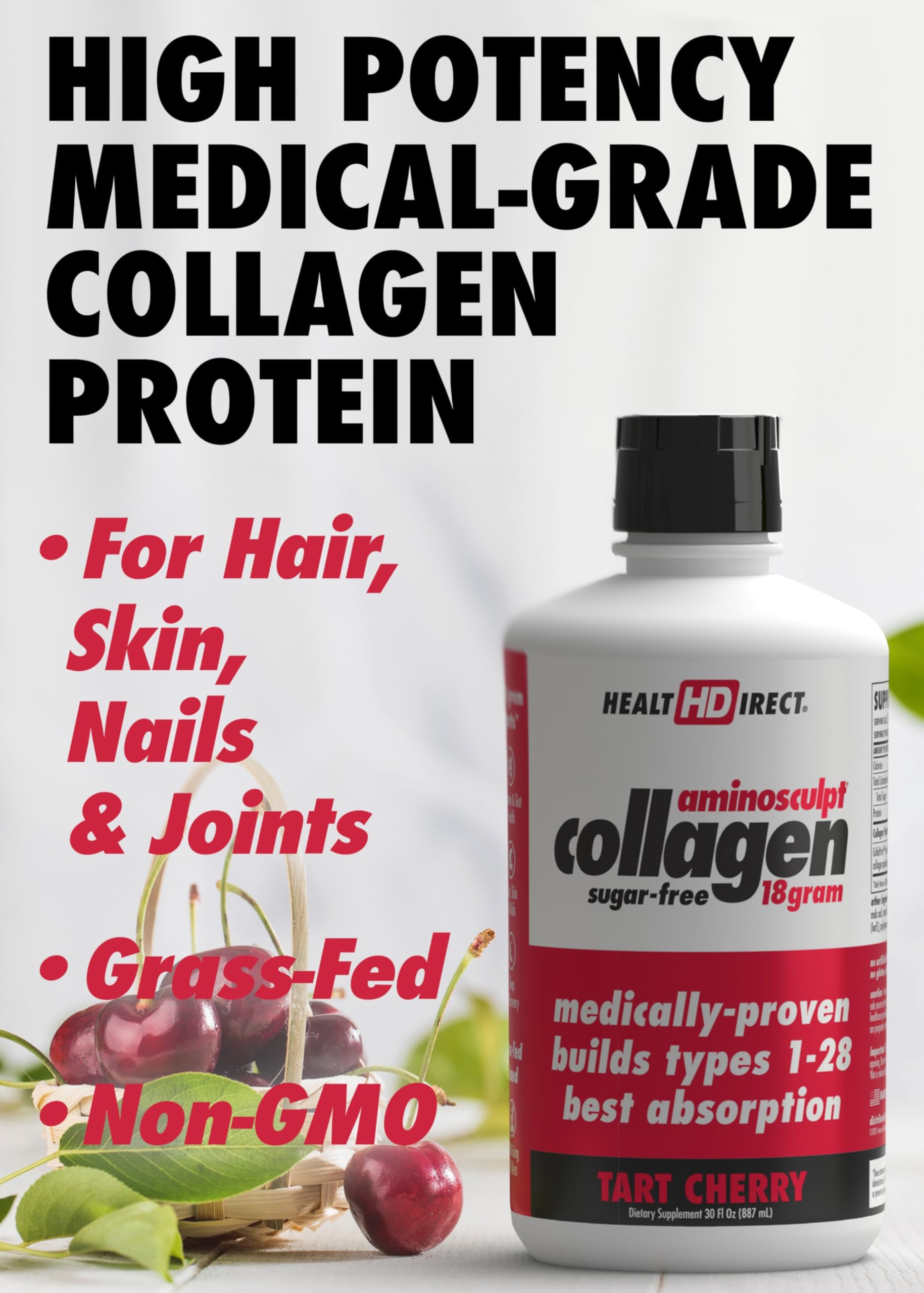 HEALTH DIRECT AminoSculpt liquid collagen pour shot highlights ready-to-drink convenience.
