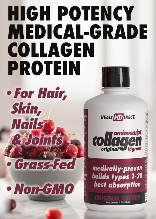 Health Direct AminoSculpt serving poured into a glass for easy daily use