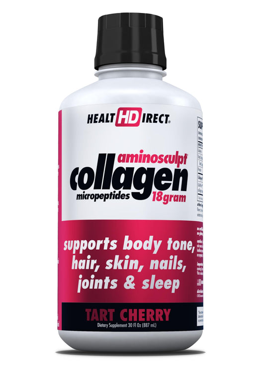 Health Direct AminoSculpt Tart Cherry bottle for convenient daily collagen.