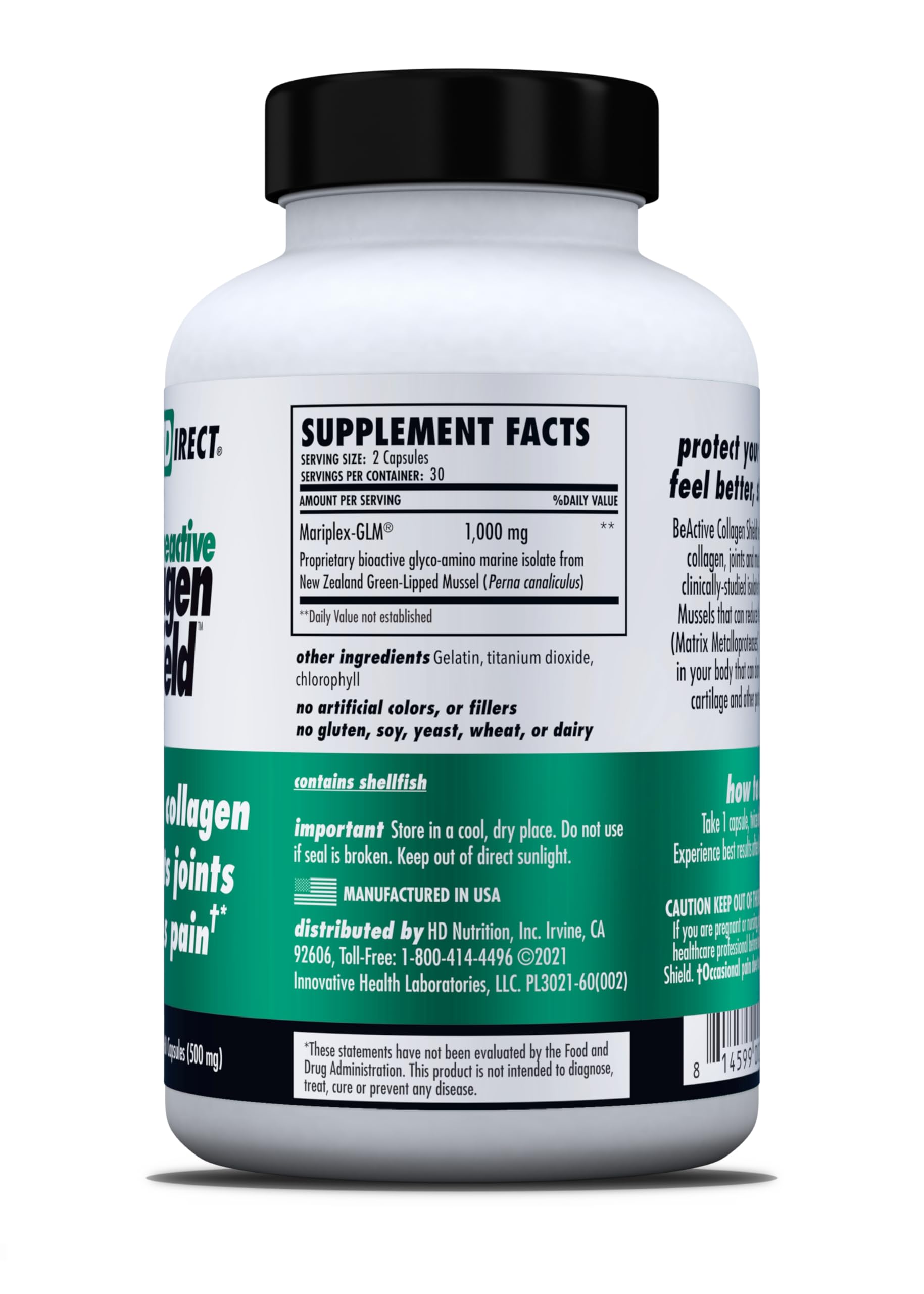 Health Direct BeActive product photo shows ocean-farmed sourcing and sustainability