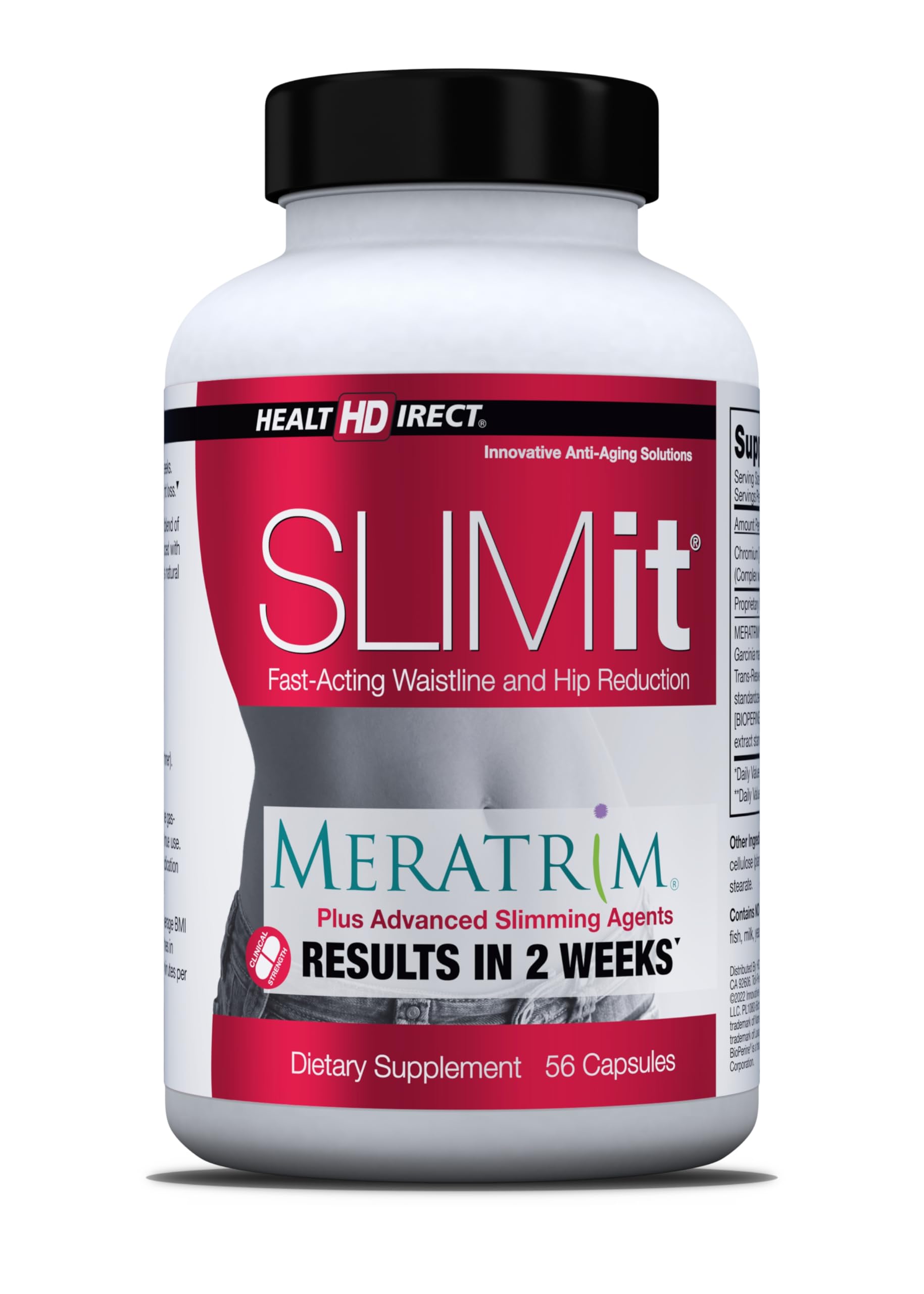 Health Direct SLIMit bottle front showing Meratrim formula for targeted fat support.